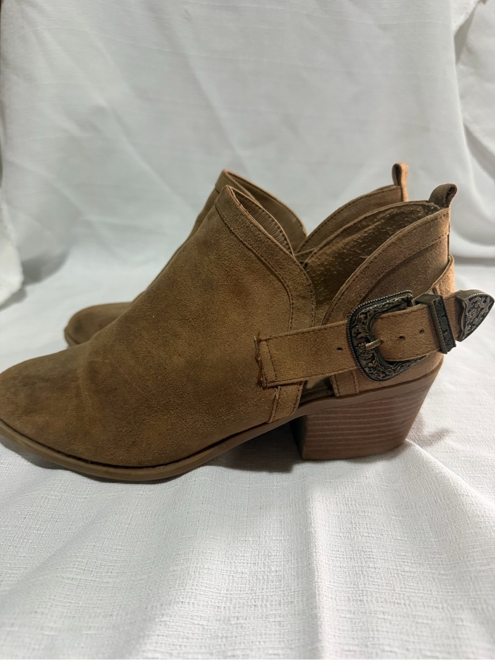Suede Slip-On Ankle Booties in Chestnut Brown - Picture 4 of 8